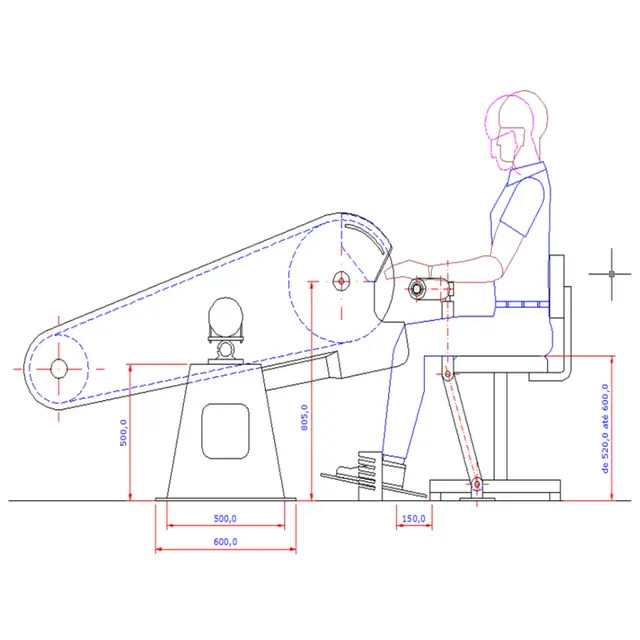 Posto de trabalho para polimento e lixamento de peças metalicas